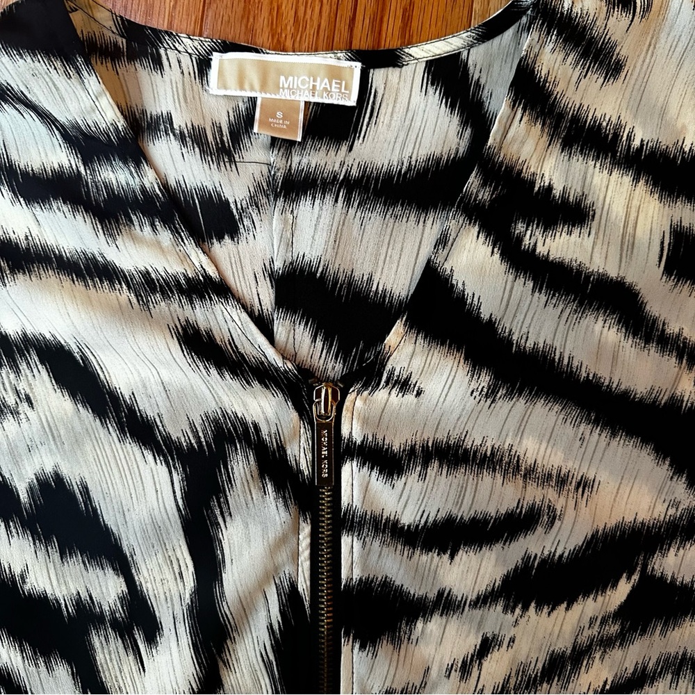MICHAEL Michael Kors Black and White Zebra Print Blouse - Picture 2 of 6